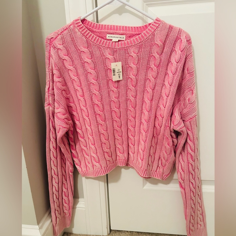 Aeropostale Pink Cable Knit Sweater